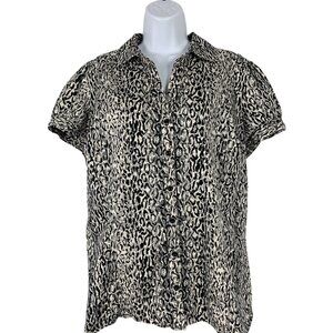 Apt. 9 Womens Animal Print Short Sleeve Blouse Plus Size 1X